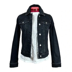 NWOT Abercrombie & Fitch stretch black denim Jacket silver buttons classic style